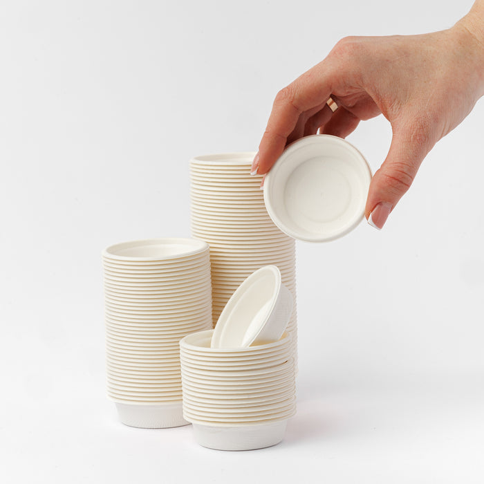 Set of sauce boats with sugar cane lid 15ml (100 pcs/pack)